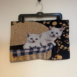 Two Nidico Cat Lover Tapestry Placemat White Kittens Basket NWT NOS